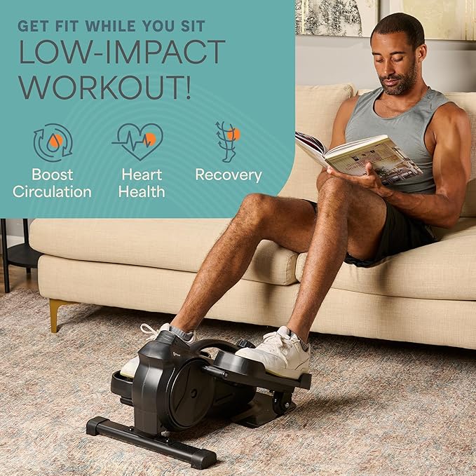 Lifepro Under Desk Elliptical Exercise Machine – Mini Bike Elliptical for Low Impact Leg & Arm Movement – Quiet Magnetic Resistance, LCD Display – Compact Seated Workout for Seniors
