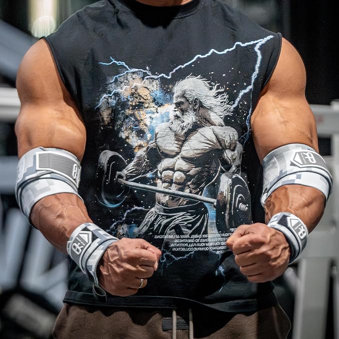 Heavy Duty Premium Wrist Wraps, More Elasticity, Reinforced Stitching, Extra Wide Strap, Strong Thumb Loop, Larry Wheels Weightlifting Wraps