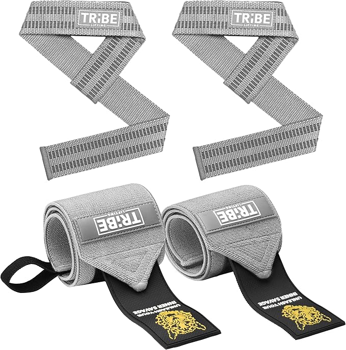 Heavy Duty Wrist Wraps and Lifting Straps - 21" Wrist Wraps for Weightlifting Men and 24" Wrist Straps for Weightlifting with Silicone Grip and Padding - Weight Lifting Wrist Wraps and Deadlift Straps