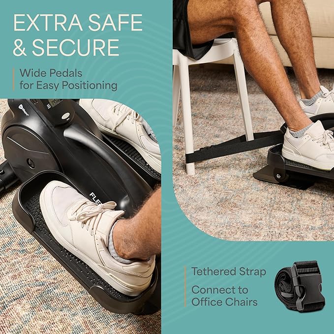 Lifepro Under Desk Elliptical Exercise Machine – Mini Bike Elliptical for Low Impact Leg & Arm Movement – Quiet Magnetic Resistance, LCD Display – Compact Seated Workout for Seniors