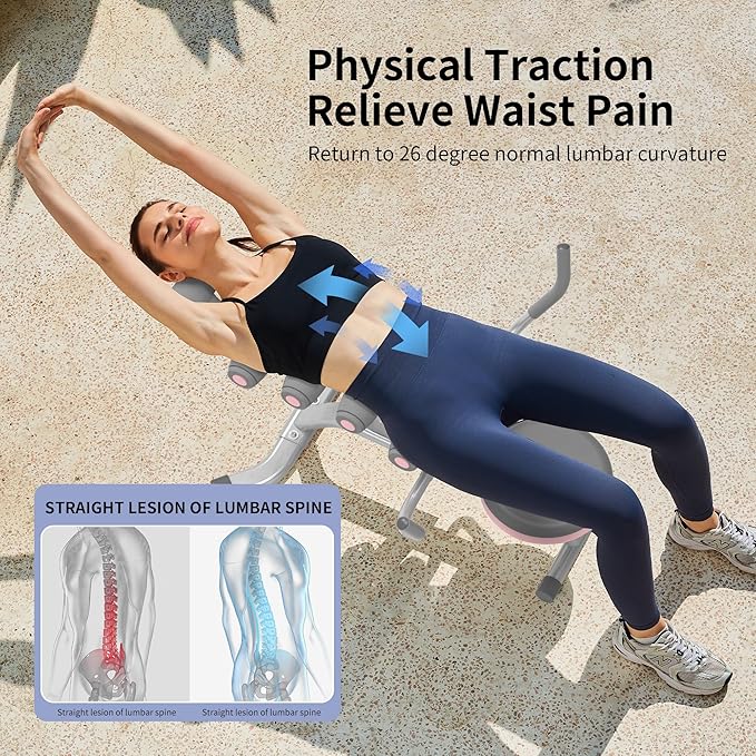 Leikefitness Back Relax Chair with Foam Roller Relieve 360° Rotating