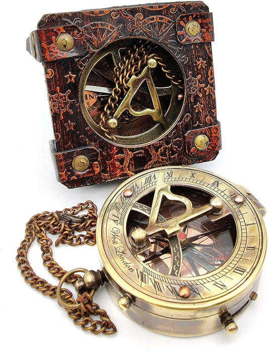 5MoonSun5's Antique Brass Sundial Compass Marine Boat Gift