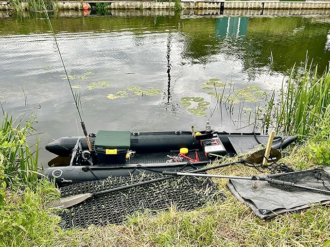 2 Person Inflatable Durable Fishing Kayak Armoured PVC Watercraft with Motor Mount Stern - 130'' x 43'' x 11.8