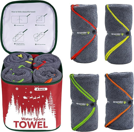 4Monster 4 Pack Microfiber Camping Towel Quick Dry