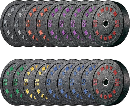 2 Inch Bumper Plates，10-500lbs，Barbell Rubber Olympic Weight Plates Set for Home Gym, Strength Training & Weight Lifting, Multiple Options Colors