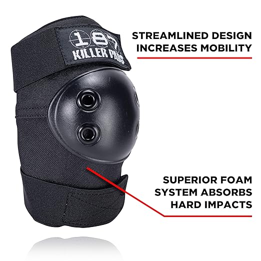 187 Killer Pads Knee Pads, Elbow Pads Combo Pack, Black, Large/X-Large