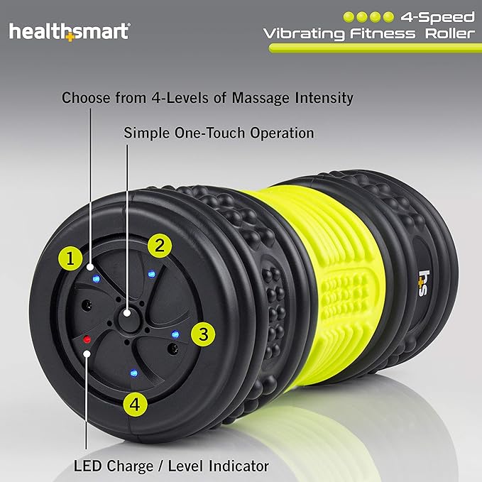 HealthSmart 4-Speed Vibrating Exercise Roller Foam FSA/HSA Eligible
