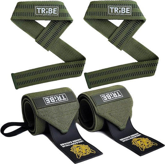 Heavy Duty Wrist Wraps and Lifting Straps - 21" Wrist Wraps for Weightlifting Men and 24" Wrist Straps for Weightlifting with Silicone Grip and Padding - Weight Lifting Wrist Wraps and Deadlift Straps