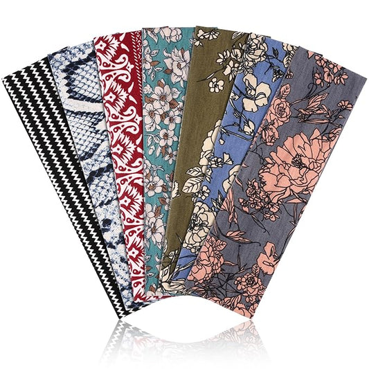 Headbands for Women Non Slip - 7PCS Fashion Sports Hair Bands for Women's Hair, Soft Cotton Cloth Stretchy Headbands for Women for Workout Yoga Running