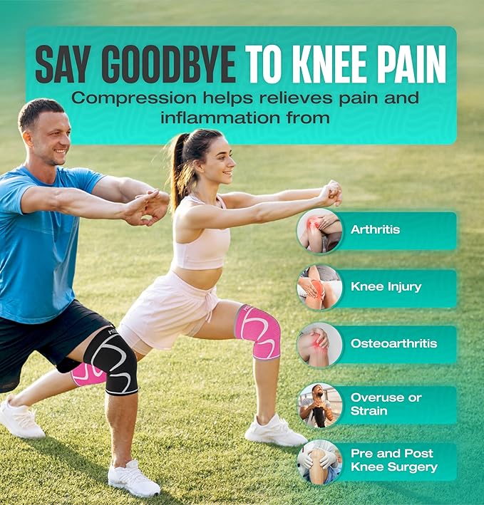 Modvel 2 Pack Knee Brace for Women & Men - Workout Knees Compression Sleeve for Knee Pain Relief Joint Support for ACL, Arthritis, Meniscus Tear Knees Brace for Sports, Rodilleras para Gym Fitness