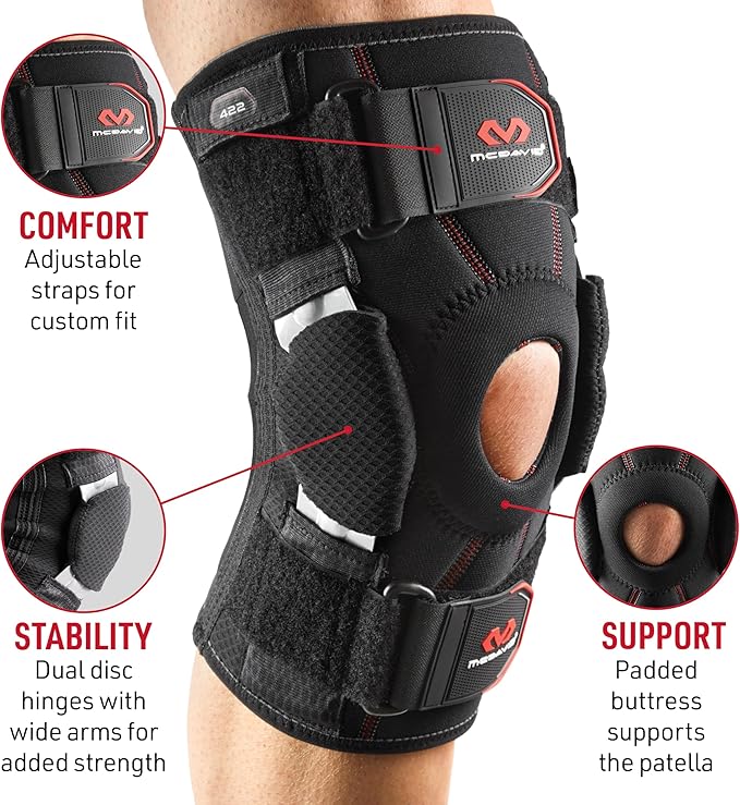 McDavid Knee Brace with Side Hinges. Maximum Knee Support & Compression for Stability & Recovery Aid, Patella Tendon Support, Tendonitis Pain Relief, Ligament Support, Hyperextension. Men & Women