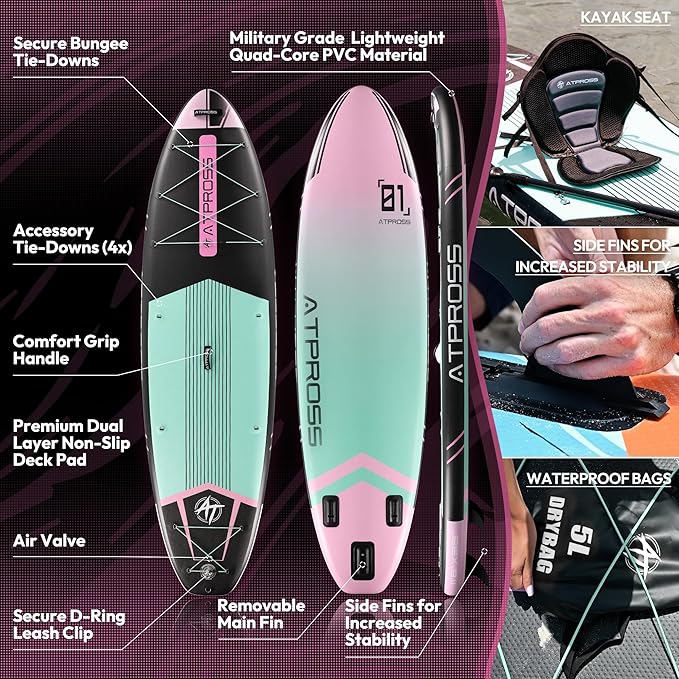 11'6"x35" Inflatable Paddle Board, 450lbs Extra Wide Stand Up Paddleboard for Adults with Premium SUP Accessories Kit & Backpack, Blow Up Kayak Non-Slip Stable Deck Boat for Yoga Fishing Surf