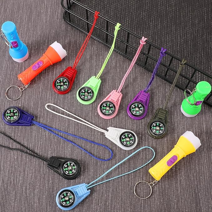 Macarrie Kids Compass Mini Survival Compass Mini Flashlight