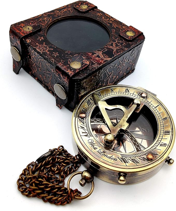 5MoonSun5's Antique Brass Sundial Compass Marine Boat Gift