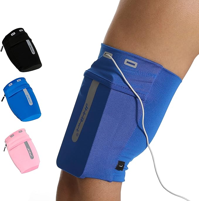 HiRui Running Armband Sleeve Universal Sports Armband Cell Phone Holder Armband for Exercise Workout, Compatible with iPhone 16/15/14/13/Plus/Pro Samsung Galaxy All Phones (XL, Blue)