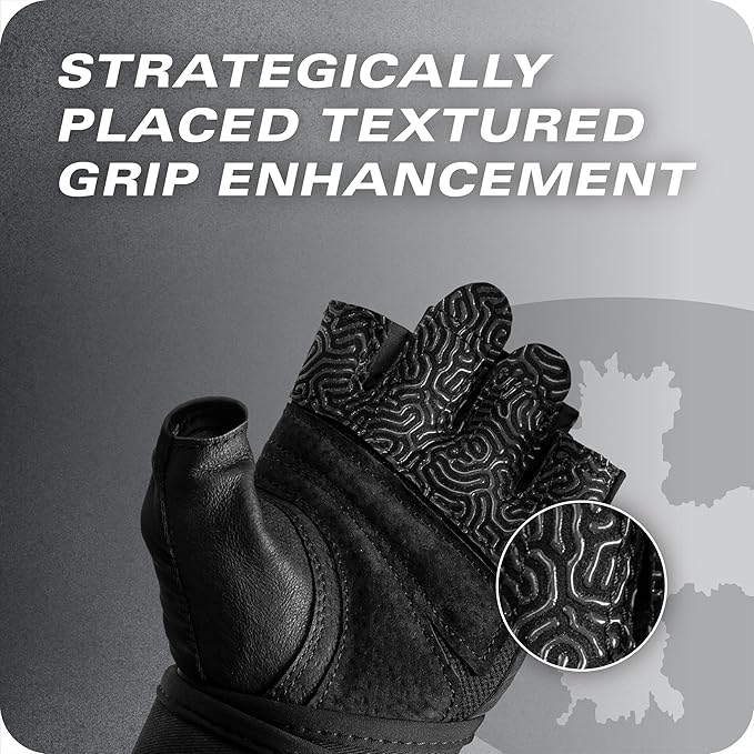 Harbinger Pro Wristwrap Gloves 3.0 - Enhanced Grip, Superior Wrist Support, Breathable 4-Way Stretch Lycra, Durable Leather Palm, Half-Finger Design for Weightlifting, Fitness Training, Women's