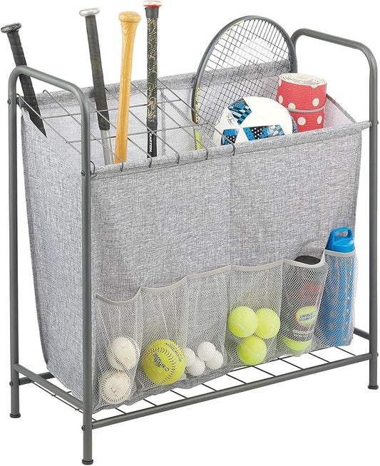 mDesign Sports Equipment Organizer Bin with Front Pockets