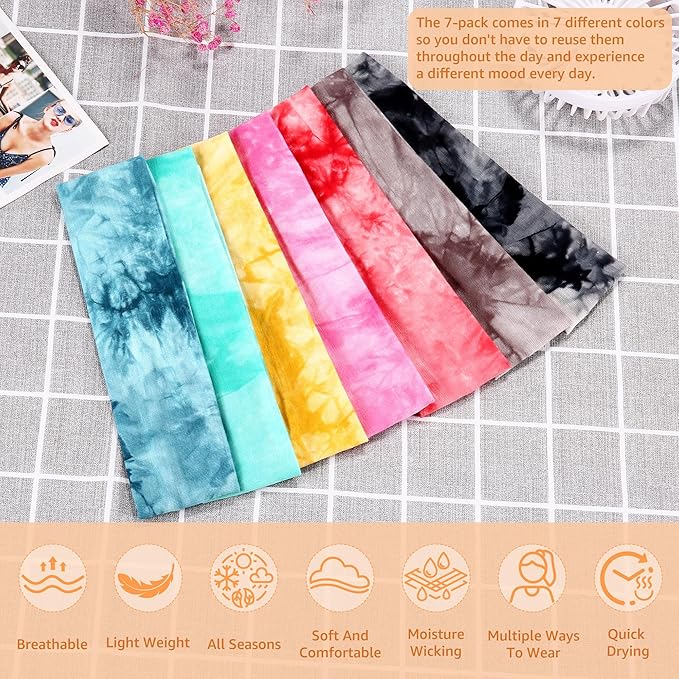 Headbands for Women Non Slip - 7PCS Fashion Sports Hair Bands for Women's Hair, Soft Cotton Cloth Stretchy Headbands for Women for Workout Yoga Running