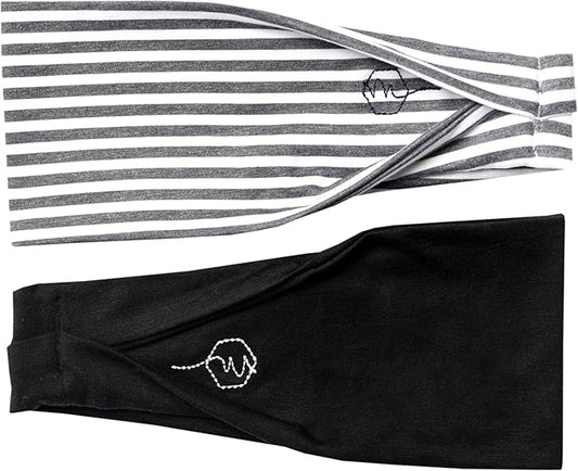 Maven Thread Workout Headbands for Women, 2Pack - 4 inch Thick Wide, Non Slip Sweatbands for Women, Ideal for Exercise, Gym Hairband for Athletic Workouts and Yoga, Black Marble