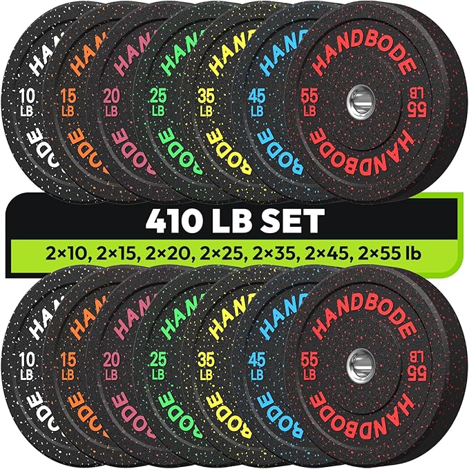 2-Inch Bumper Plates High Bounce, Olympic Weight Plate Set 45/100/160/190/260/300lb, Barbell Weight Plates Set for Home Gym, Colored Weights Rubber Strength Training Plate for Weight Lifting